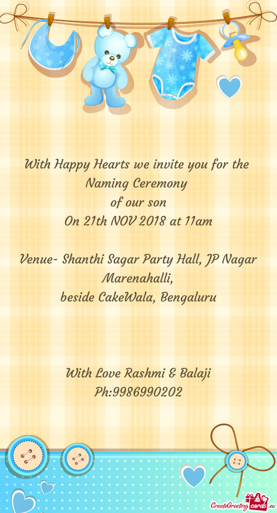 With Happy Hearts we invite you for the