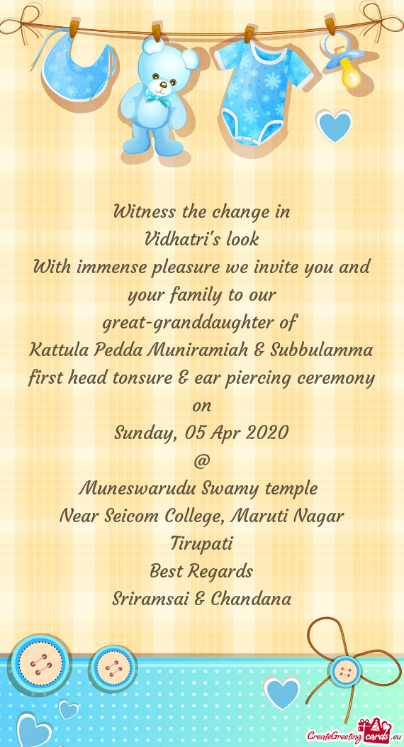 With immense pleasure we invite you and your family to our