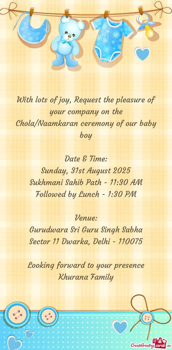 With lots of joy, Request the pleasure of your company on the