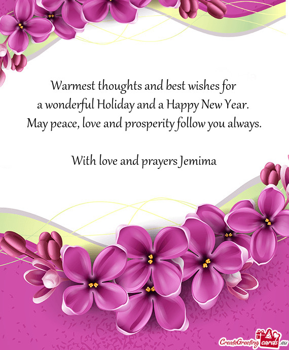 With love and prayers Jemima