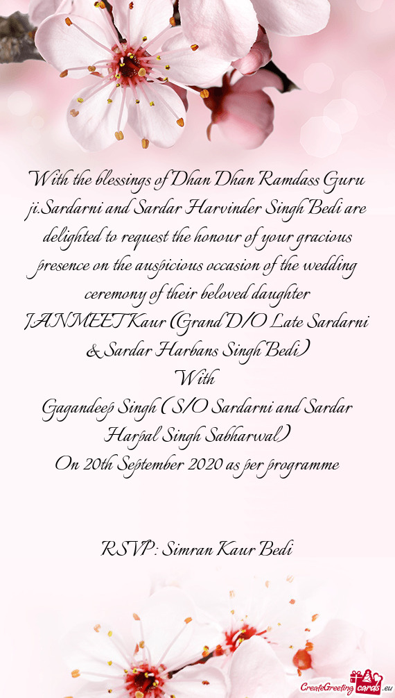 With the blessings of Dhan Dhan Ramdass Guru ji.Sardarni and Sardar Harvinder Singh Bedi are delight