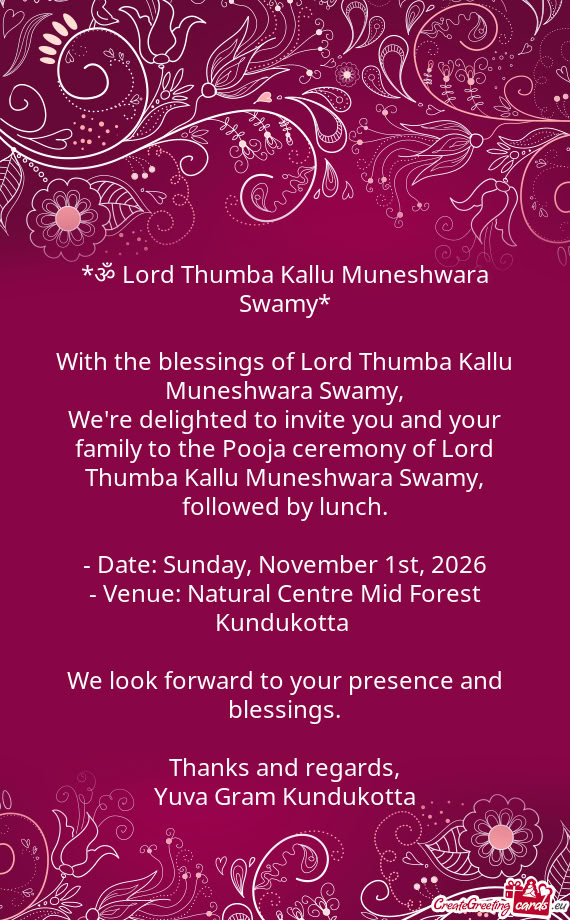 With the blessings of Lord Thumba Kallu Muneshwara Swamy