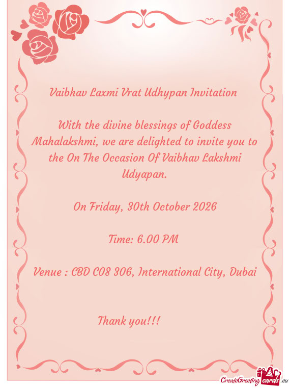 With the divine blessings of Goddess Mahalakshmi, we are delighted to invite you to the On The Occas