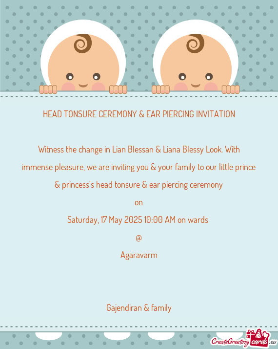 Witness the change in Lian Blessan & Liana Blessy Look. With immense pleasure, we are inviting you &