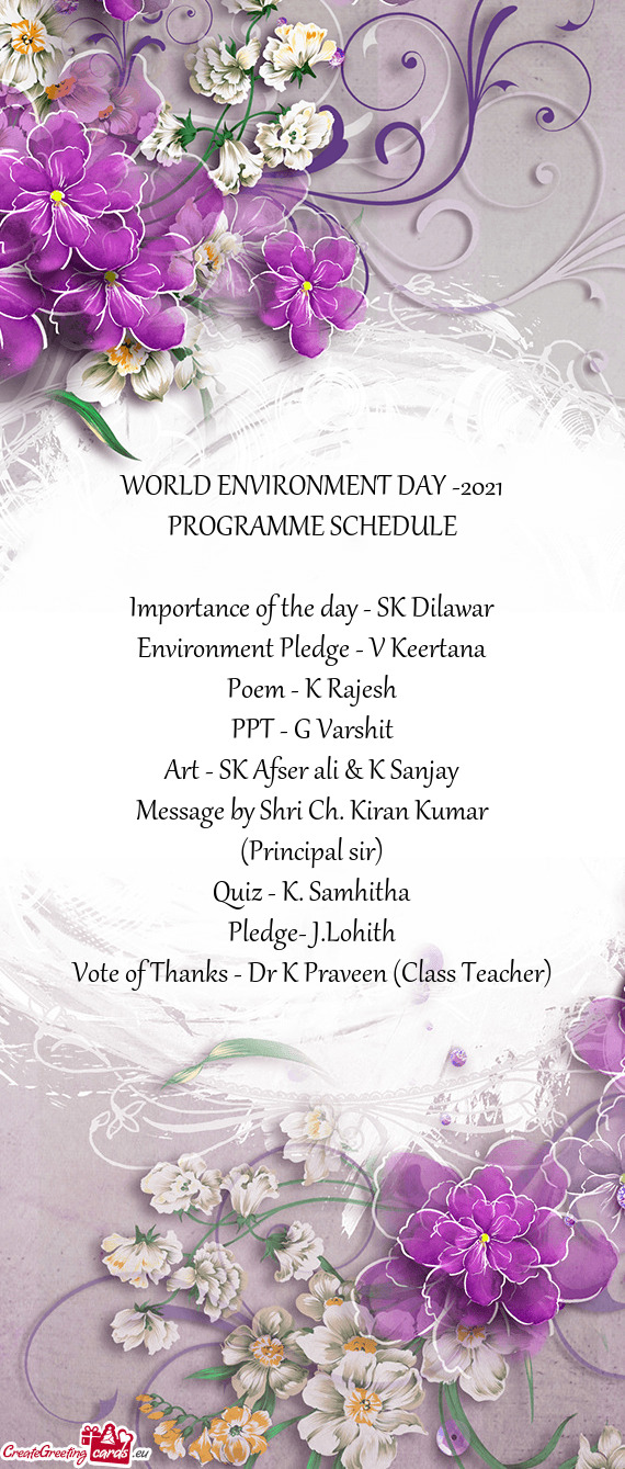 WORLD ENVIRONMENT DAY -2021