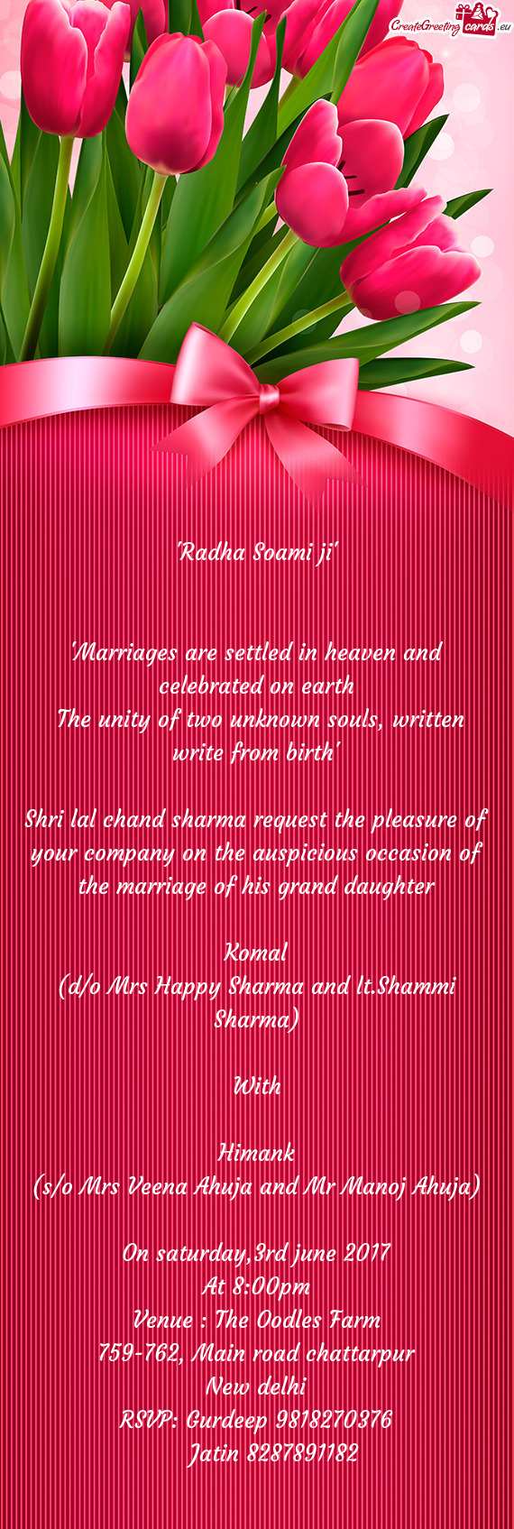 Written write from birth"
 
 Shri lal chand sharma request the pleasure of your company on the ausp