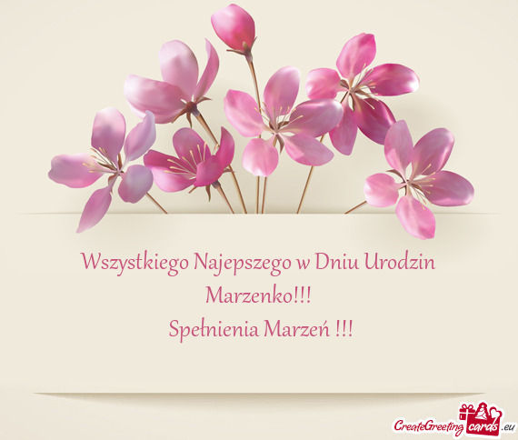 Wszystkiego Najepszego w Dniu Urodzin  Marzenko!!!