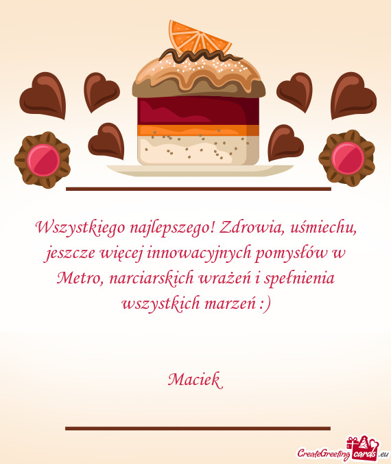 Wszystkiego najlepszego! Zdrowia, uśmiechu, jeszcze więcej innowacyjnych pomysłów w Metro, narci