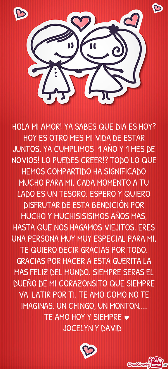 Y 1 MES DE NOVIOS! LO PUEDES CREER!? TODO LO QUE HEMOS COMPARTIDO HA SIGNIFICADO MUCHO PARA MI. CAD