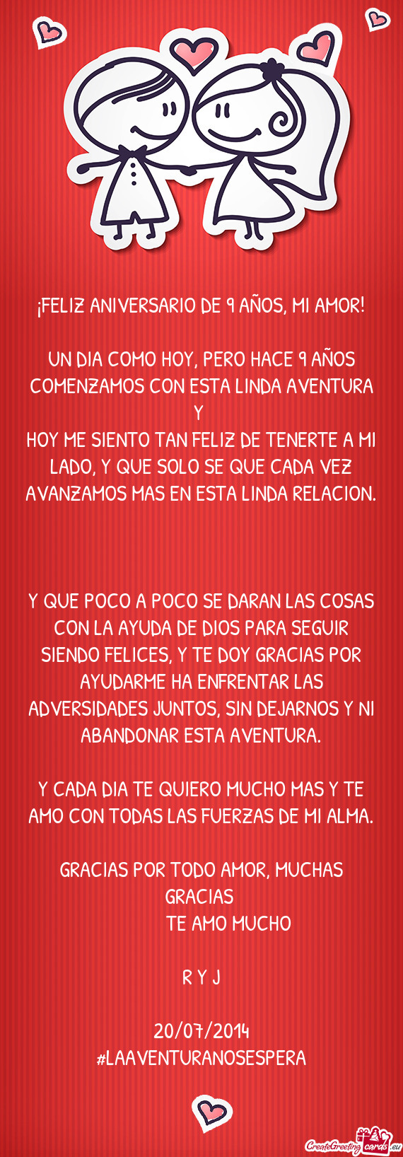 Y QUE POCO A POCO SE DARAN LAS COSAS CON LA AYUDA DE DIOS PARA SEGUIR SIENDO FELICES, Y TE DOY GRACI