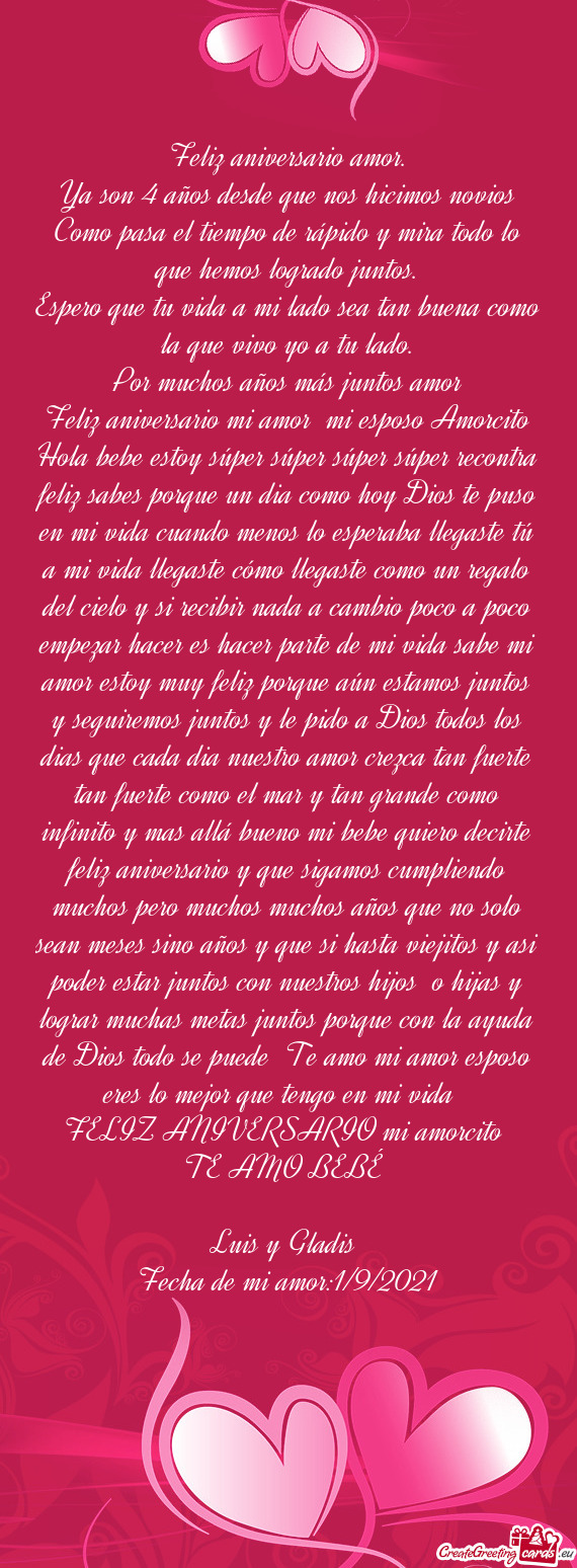 Ya son 4 años desde que nos hicimos novios