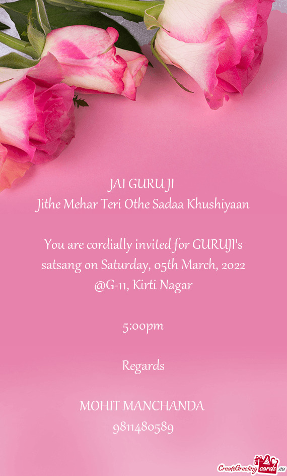 You are cordially invited for GURUJI