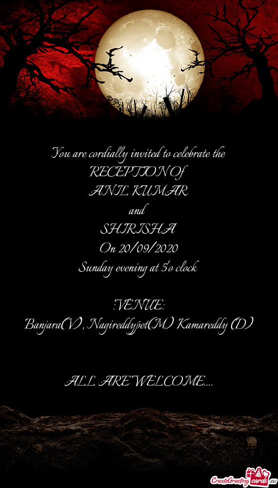 You are cordially invited to celebrate the RECEPTION Of