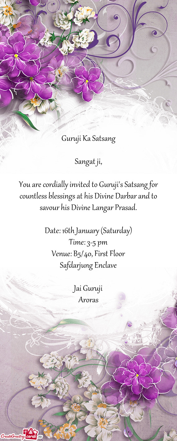 You are cordially invited to Guruji