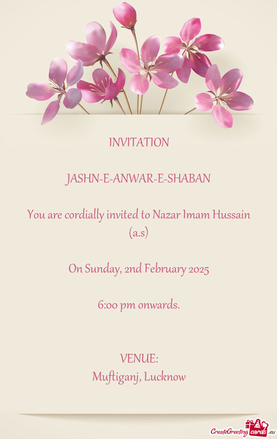 You are cordially invited to Nazar Imam Hussain (a.s)