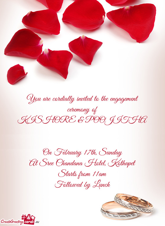 You are cordially invited to the engagement ceremony of