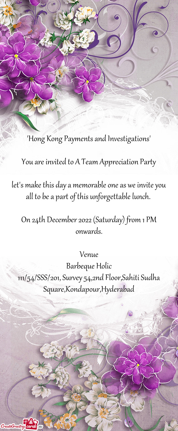 You are invited to A Team Appreciation Party