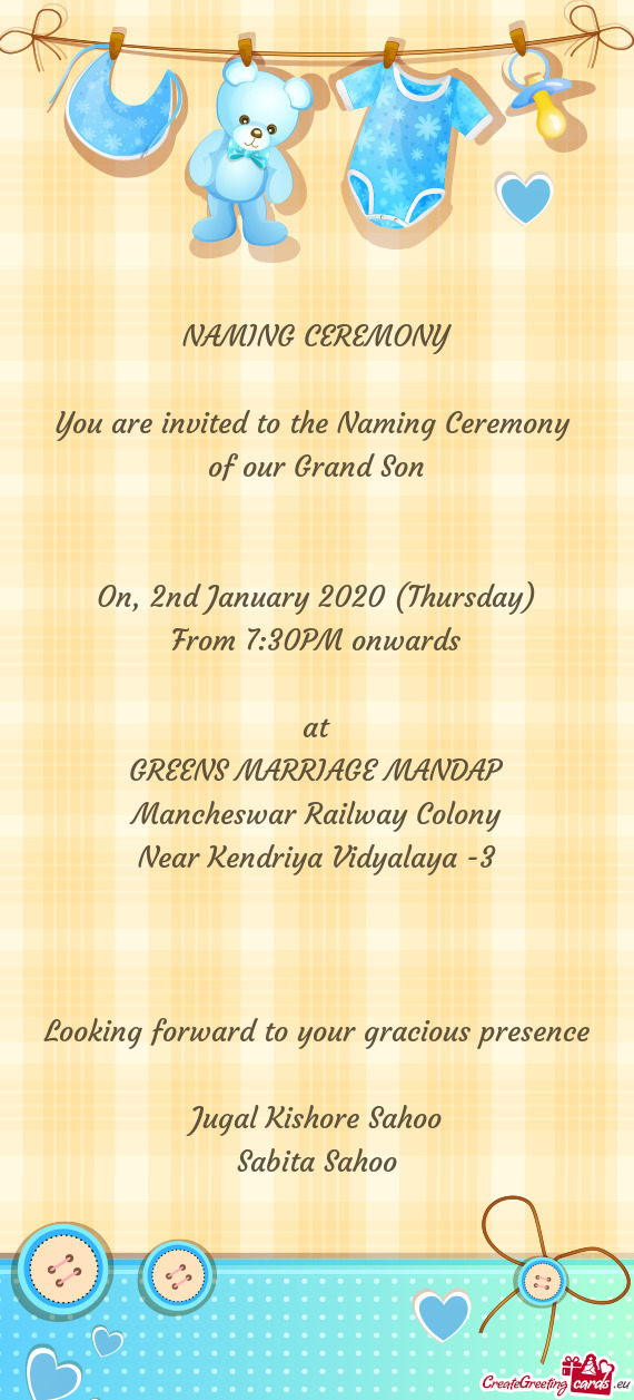 You are invited to the Naming Ceremony