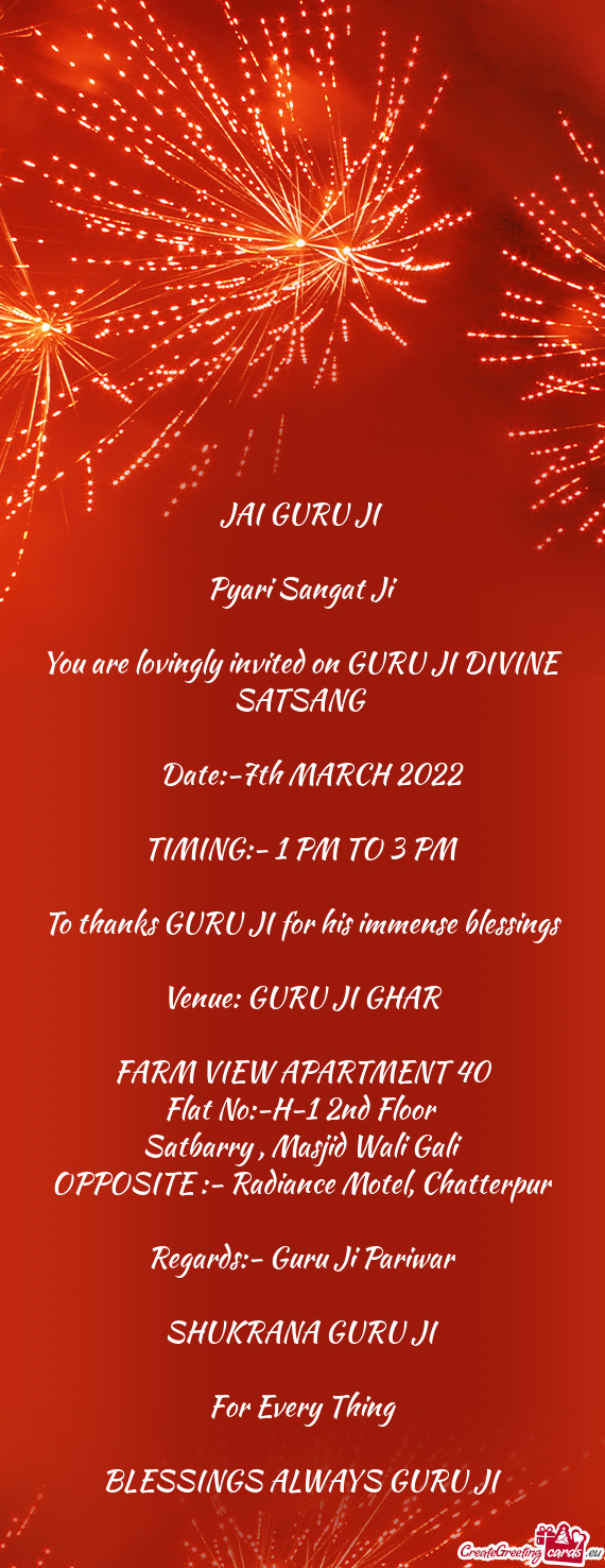 You are lovingly invited on GURU JI DIVINE SATSANG