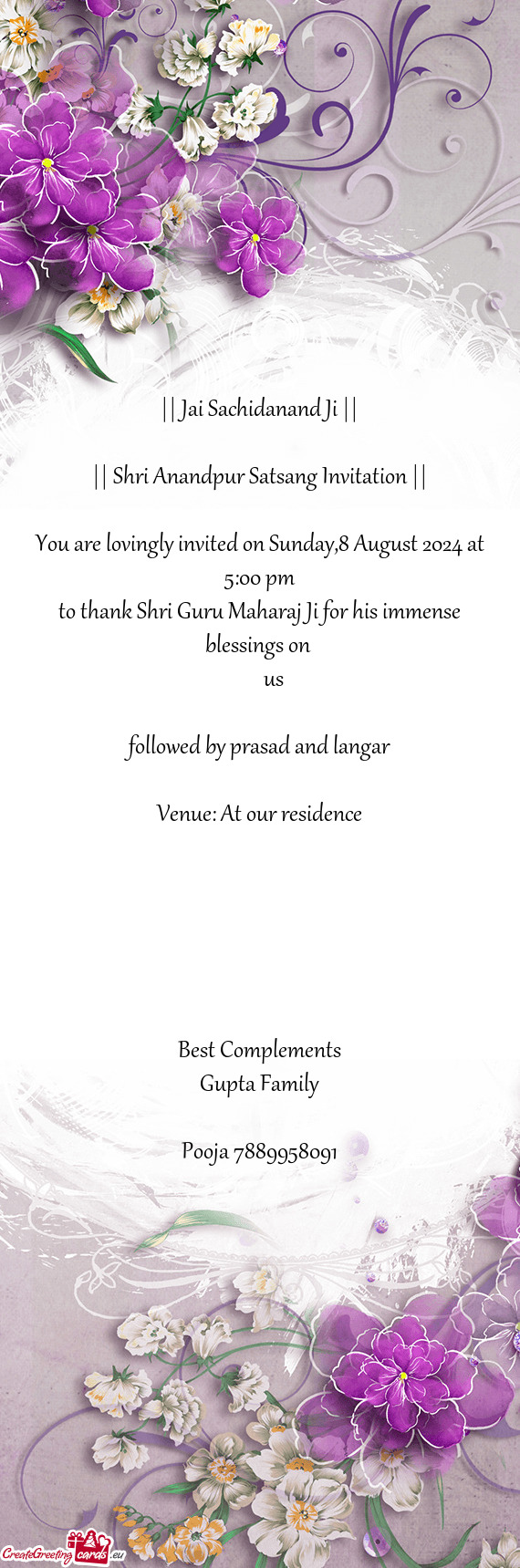 You are lovingly invited on Sunday,8 August 2024 at 5:00 pm