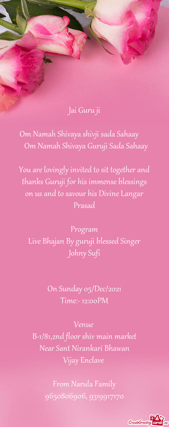 You are lovingly invited to sit together and thanks Guruji for his immense blessings on us and to sa