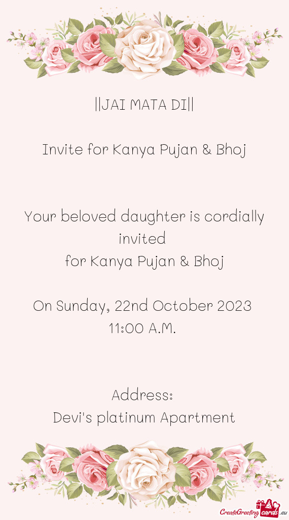 Your beloved daughter is cordially invited