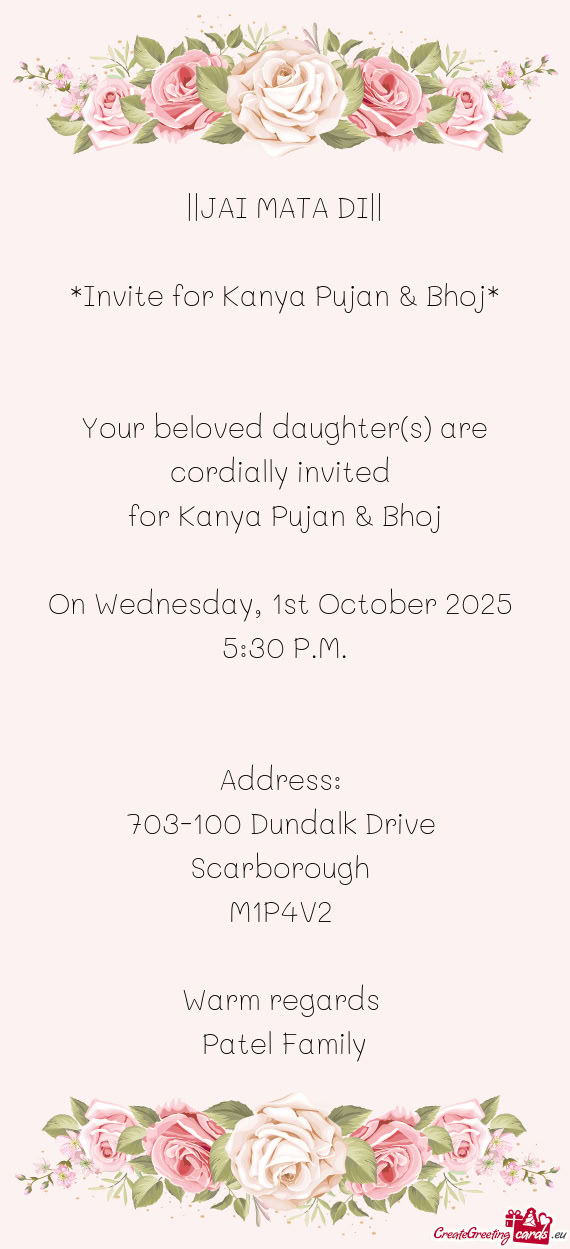 Your beloved daughter(s) are cordially invited