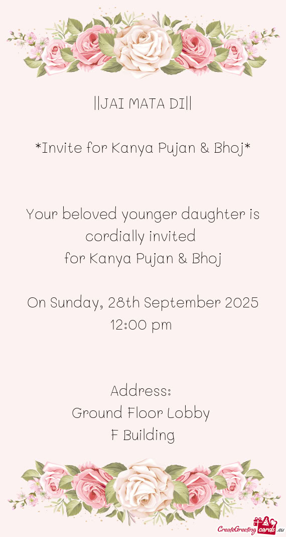 Your beloved younger daughter is cordially invited