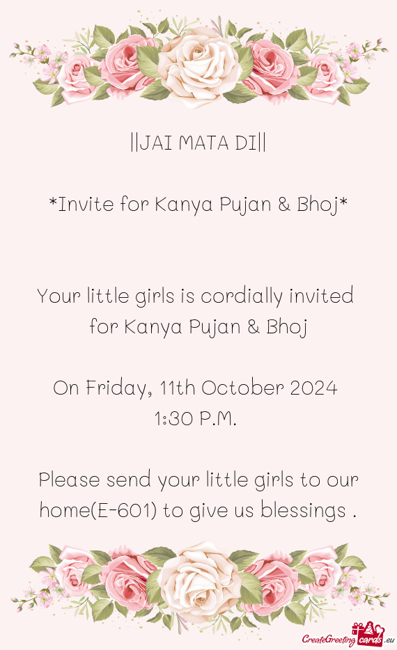 Your little girls is cordially invited