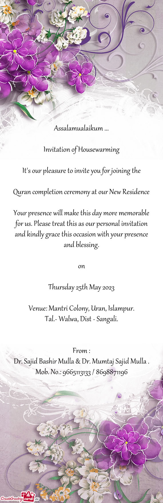 Your presence will make this day more memorable for us. Please treat this as our personal invitation