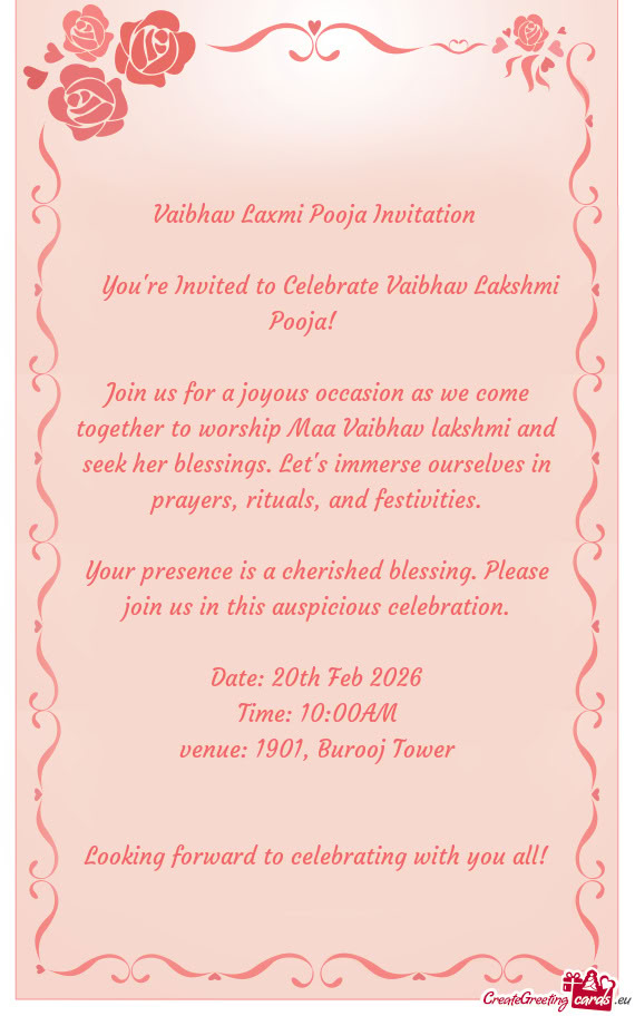🙏 You're Invited to Celebrate Vaibhav Lakshmi Pooja! 🙏