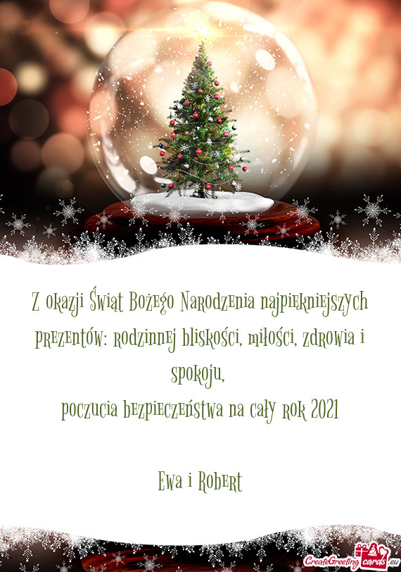 Z okazji Świąt Bożego Narodzenia najpiękniejszych prezentów: rodzinnej bliskości, miłości, z