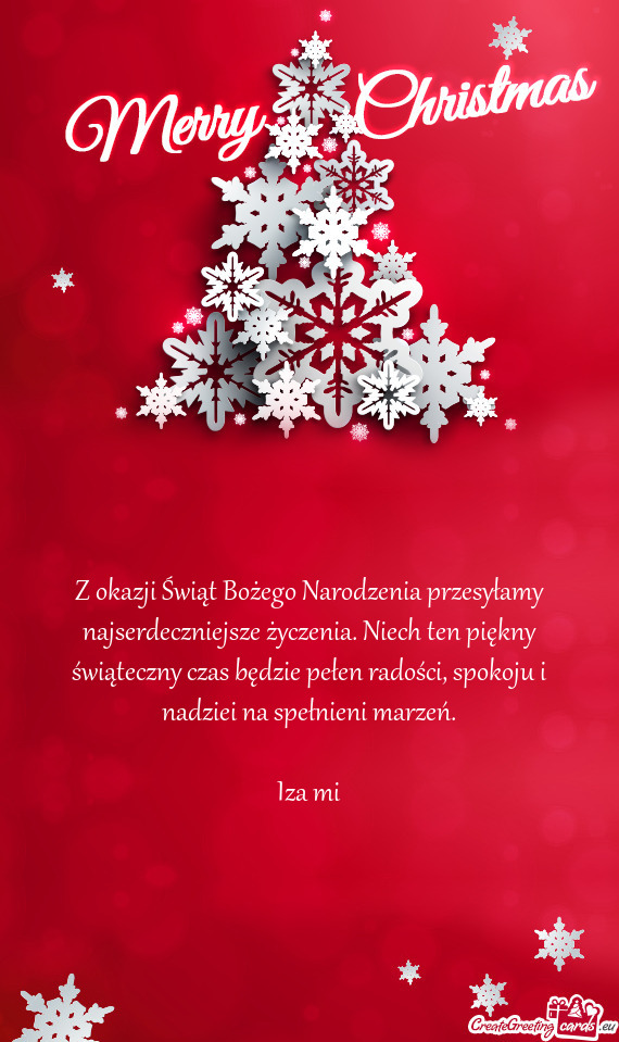 Z okazji Świąt Bożego Narodzenia przesyłamy najserdeczniejsze życzenia. Niech ten piękny świ