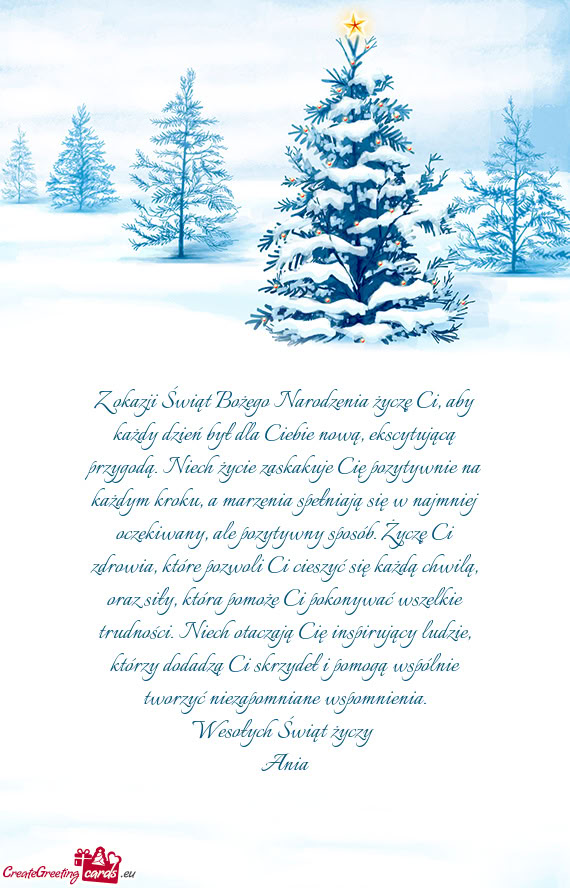 Z okazji Świąt Bożego Narodzenia życzę Ci, aby każdy dzień był dla Ciebie nową, ekscytując