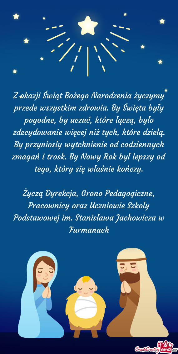 Z okazji Świąt Bożego Narodzenia życzymy przede wszystkim zdrowia. By Święta były pogodne, by