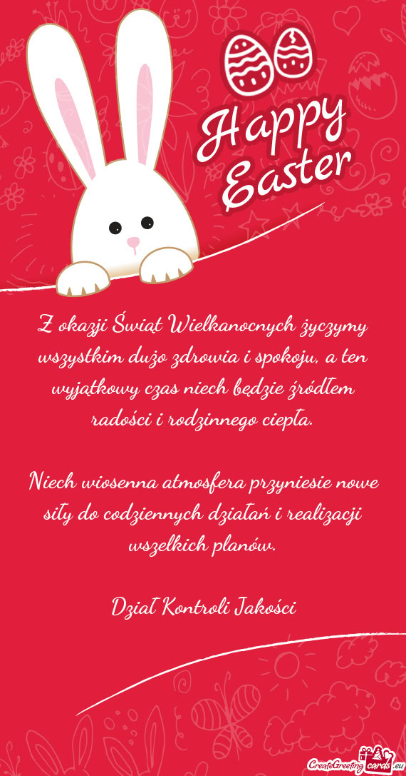Z okazji Świąt Wielkanocnych życzymy wszystkim dużo zdrowia i spokoju, a ten wyjątkowy czas nie