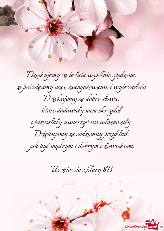 Za poświęcony czas, zaangażowanie i wytrwałość