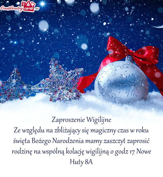 Zaproszenie Wigilijne