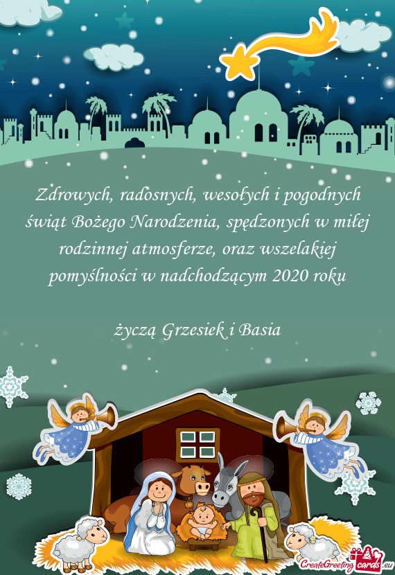 Zdrowych, radosnych, wesołych i pogodnych świąt Bożego Narodzenia, spędzonych w miłej rodzinne