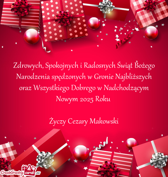 Zdrowych, Spokojnych i Radosnych Świąt Bożego Narodzenia spędzonych w Gronie Najbliższych oraz