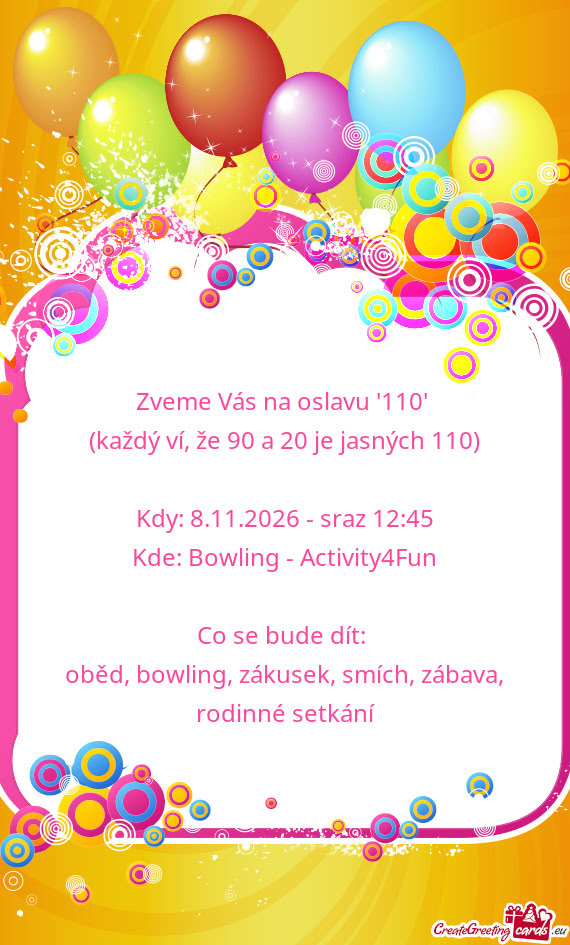 Zveme Vás na oslavu "110"
