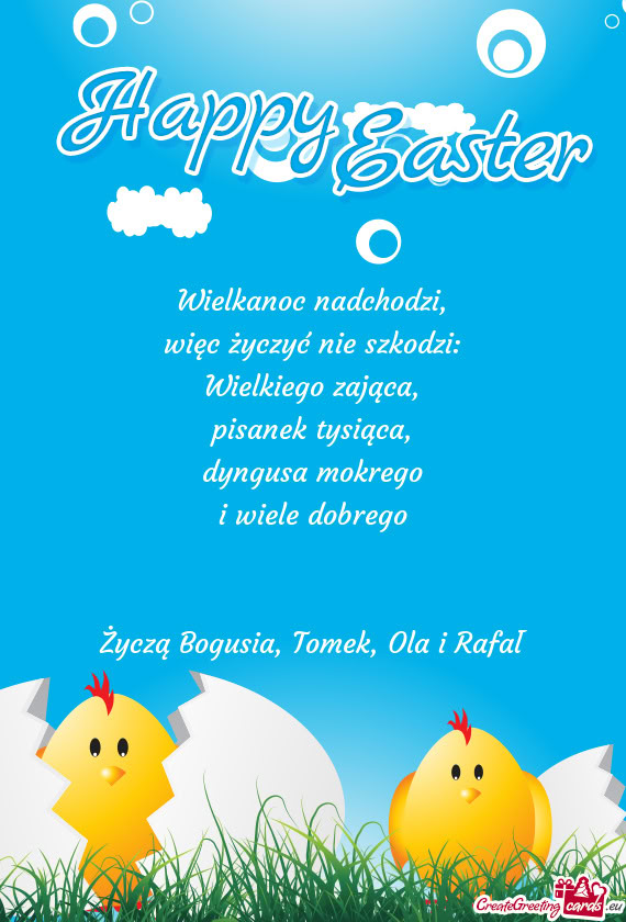 Życzą Bogusia, Tomek, Ola i Rafał