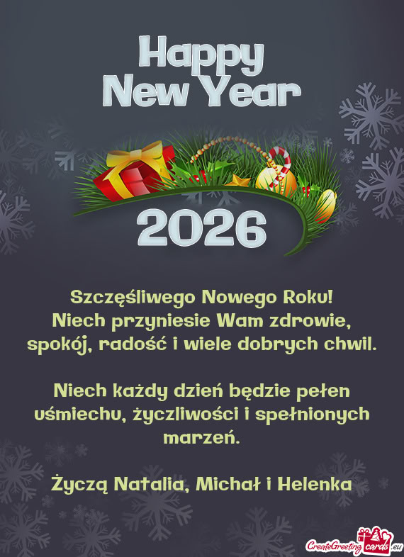 Życzą Natalia, Michał i Helenka