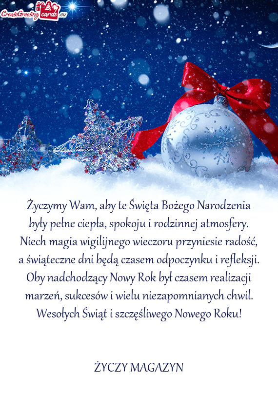 Życzymy Wam, aby te Święta Bożego Narodzenia były pełne ciepła, spokoju i rodzinnej atmosfery