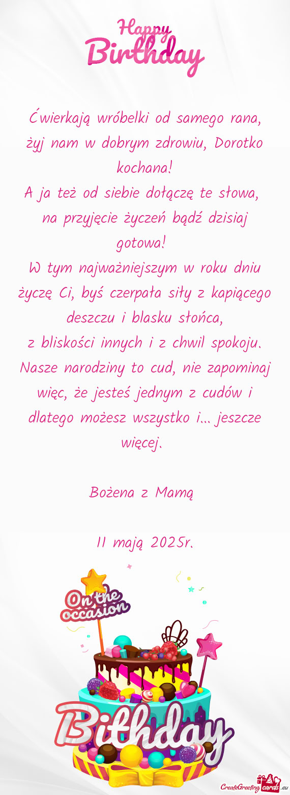 Żyj nam w dobrym zdrowiu, Dorotko kochana