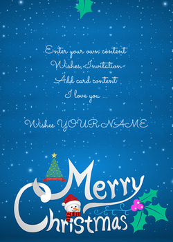 Blue Card Merry Christmas